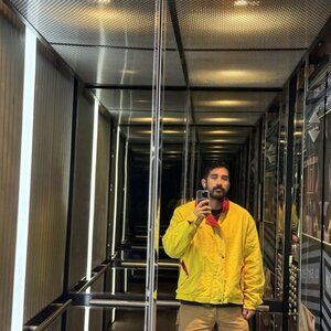 Vintagas Squires Yellow Windbreaker Jacket with Red Trim Men's Casual Sport Coat